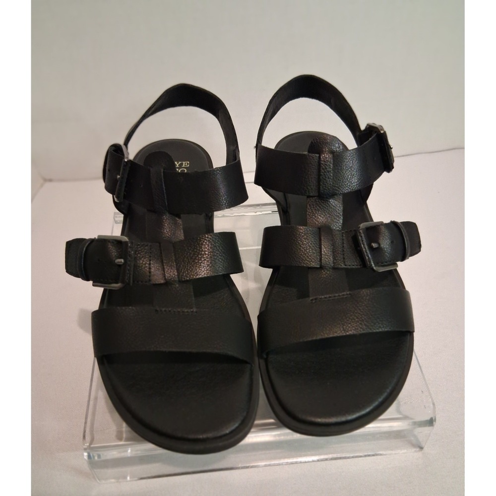 Frye and Co Women's Black Strappy Gladiator Sandals Buckle Flat Shoes 7.5 M